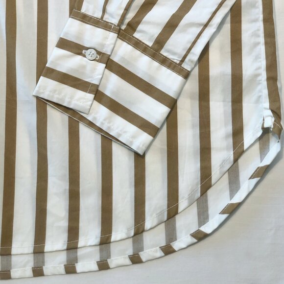 NWT Mikoh Rotuma Button Down Long Sleeve Shirt Size XS / S, Cream & Camel Stripe - Picture 10 of 13